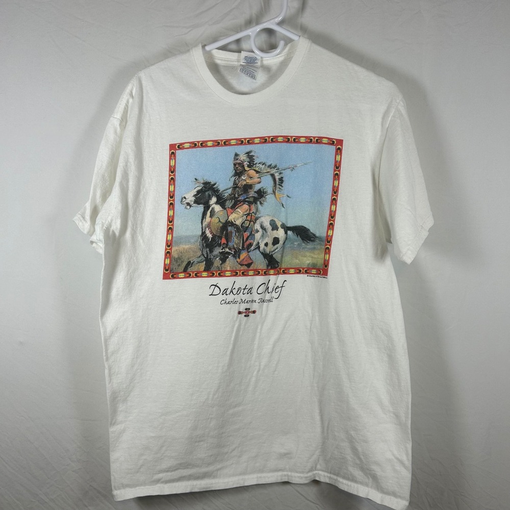 Delta Pro Weight Dakota Chief Charles Marion Russell White Graphic T-Shirt Mens